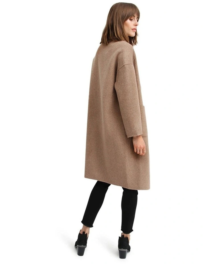 Publisher Double-Breasted Wool Blend Coat in Oat image 4