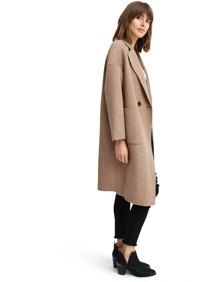 Publisher Double-Breasted Wool Blend Coat in Oat image 5