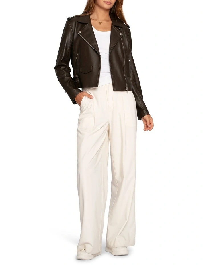 Just Friends Leather Jacket in Chocolate image 6