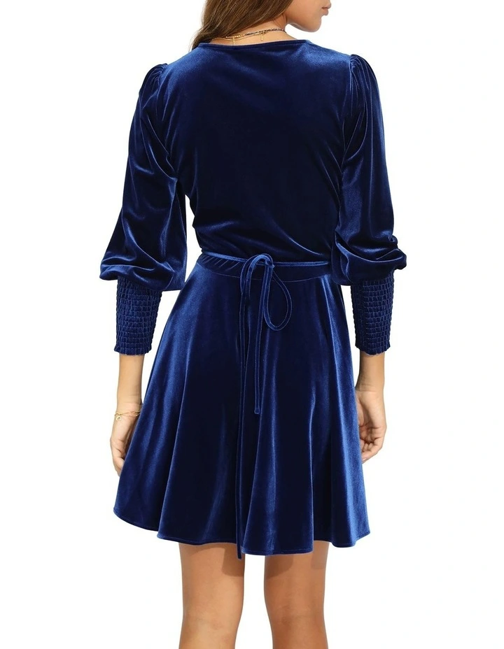Loved You First Velvet Mini Dress in Navy image 4