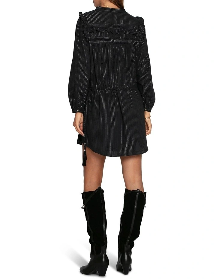 Off the Vine Lurex Stripe Mini Dress in Black image 4