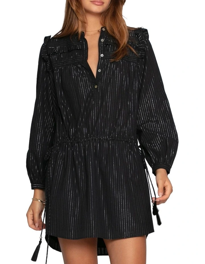 Off the Vine Lurex Stripe Mini Dress in Black image 6