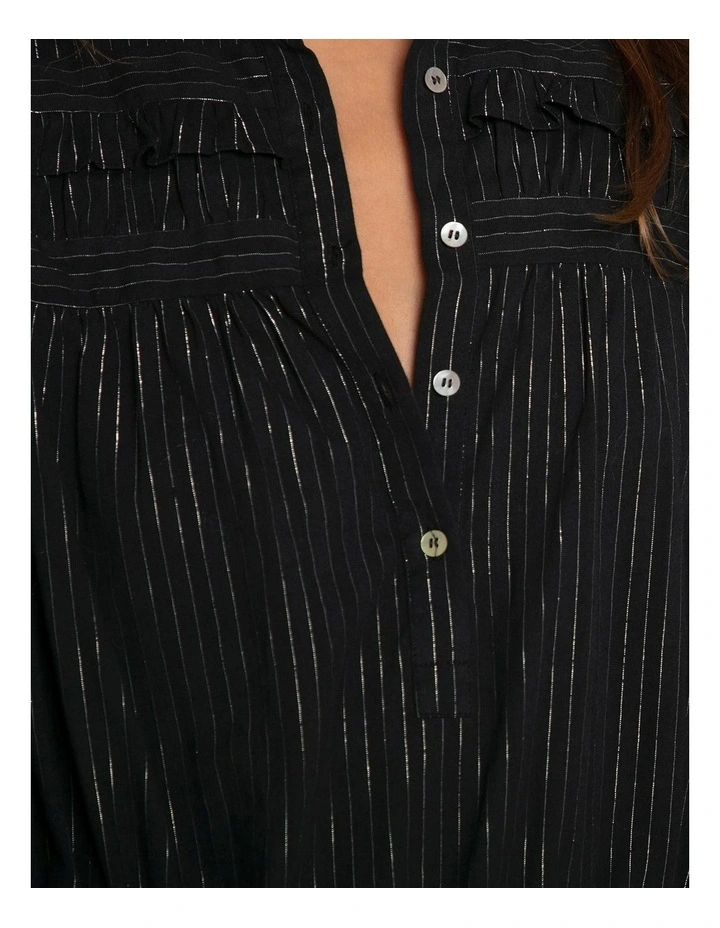 Off the Vine Lurex Stripe Mini Dress in Black image 7
