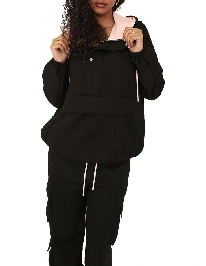 Best Of Me Panelled Hoodie in Black image 1