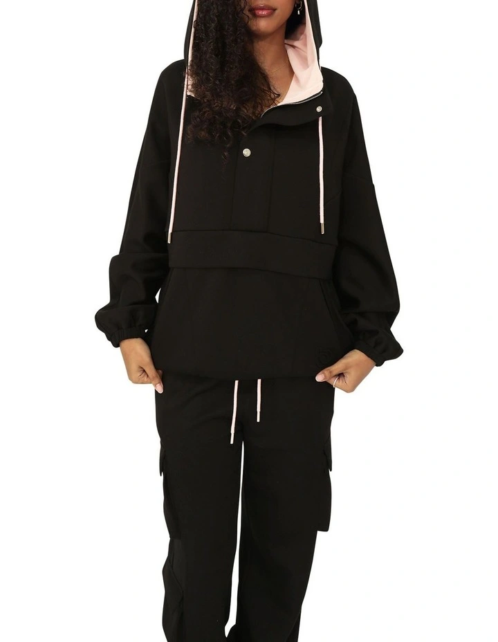 Best Of Me Panelled Hoodie in Black image 3