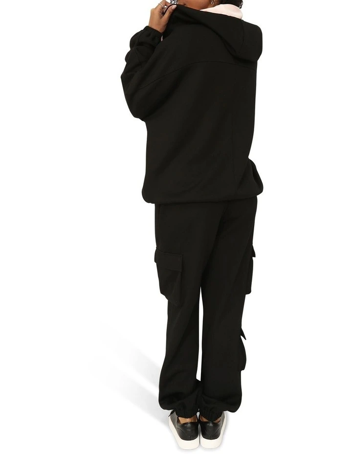 Best Of Me Panelled Hoodie in Black image 6
