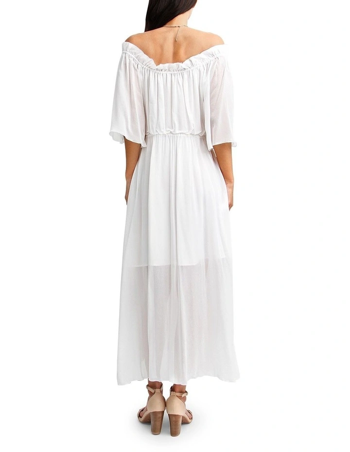 Amour Amour Ruffled Midi Dress in White image 3