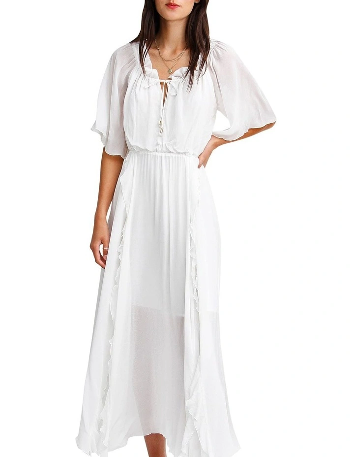 Amour Amour Ruffled Midi Dress in White image 4