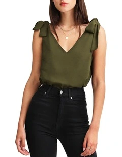 Feel For You V-Neck Top in Military