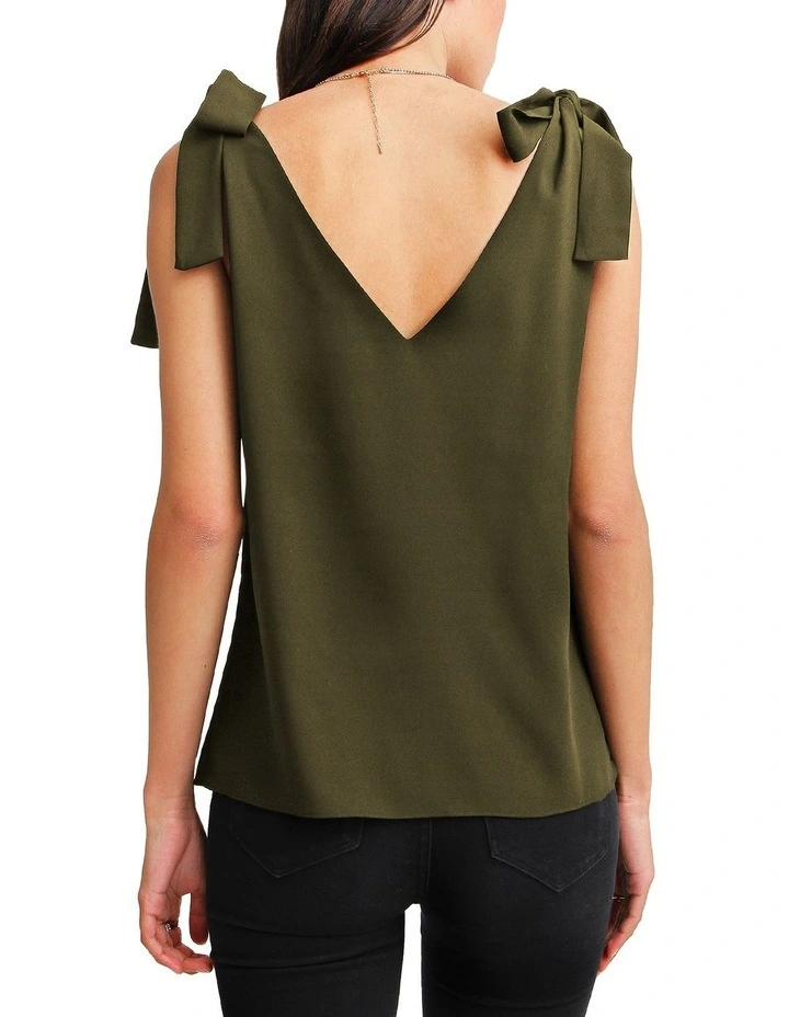 Feel For You V-Neck Top in Military image 3