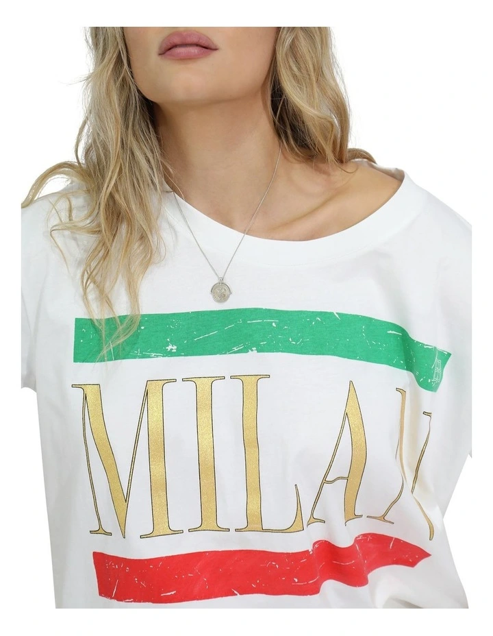 I Love Milan Oversized T-Shirt in White image 6