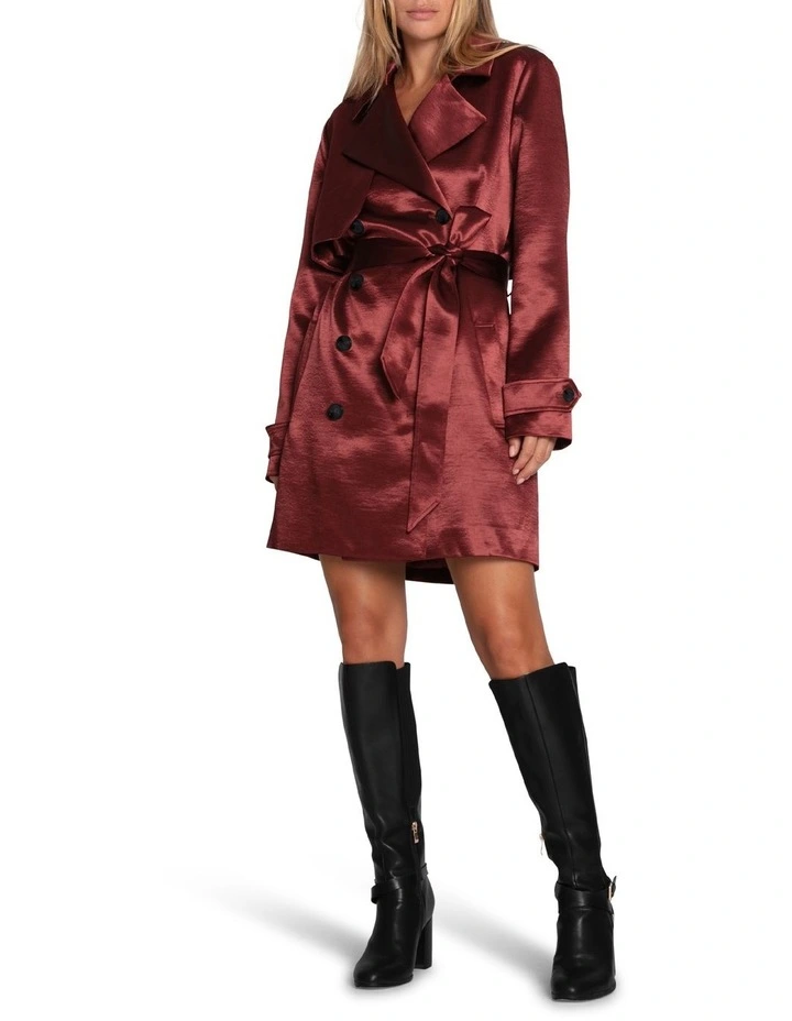 Will You Stay Trench Dress in Burgundy image 2