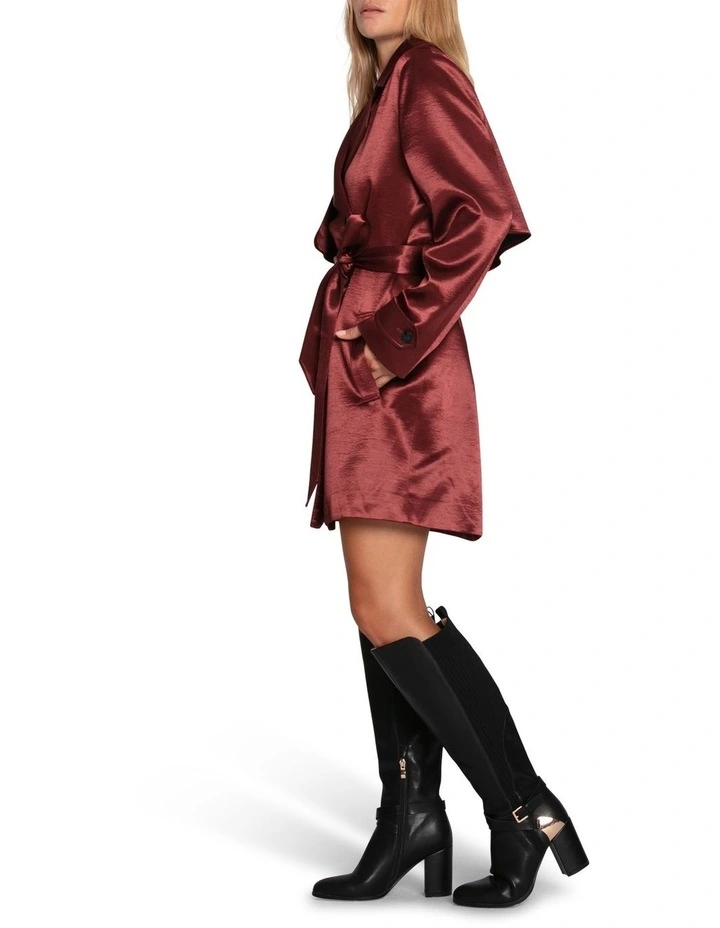 Will You Stay Trench Dress in Burgundy image 3