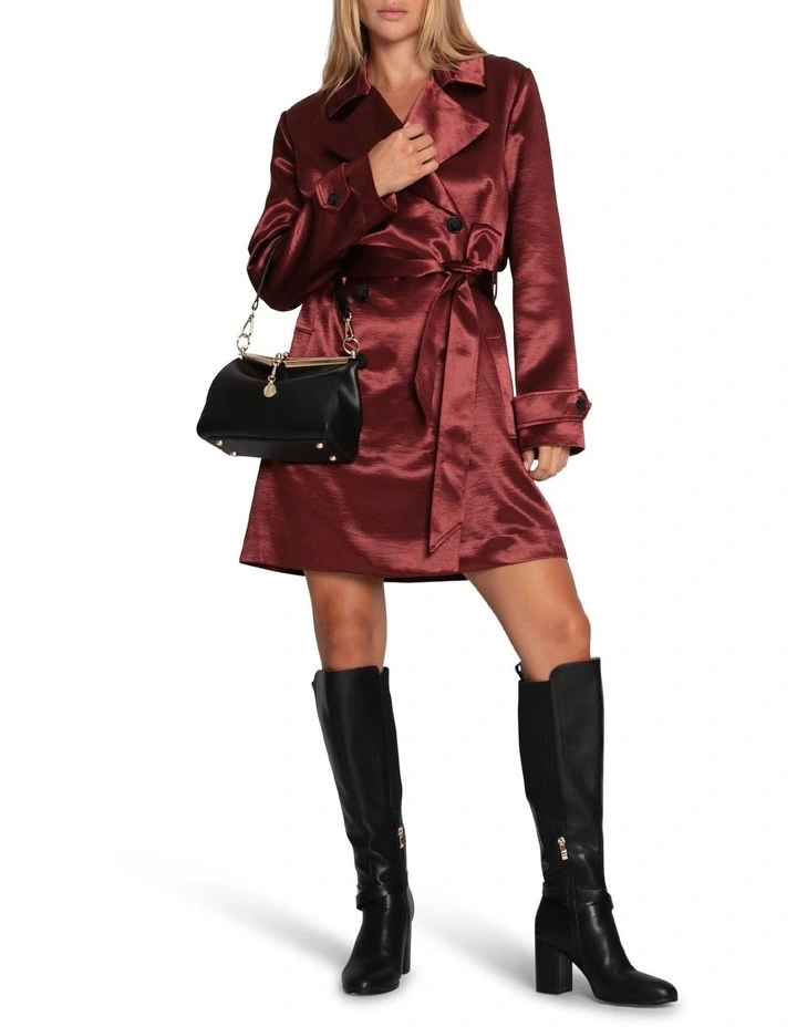 Will You Stay Trench Dress in Burgundy image 4