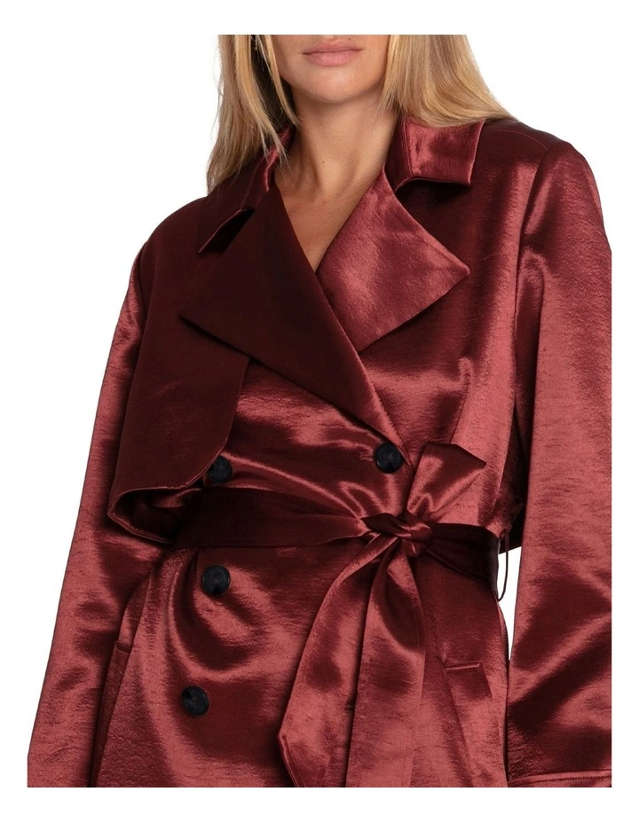 Will You Stay Trench Dress in Burgundy image 6