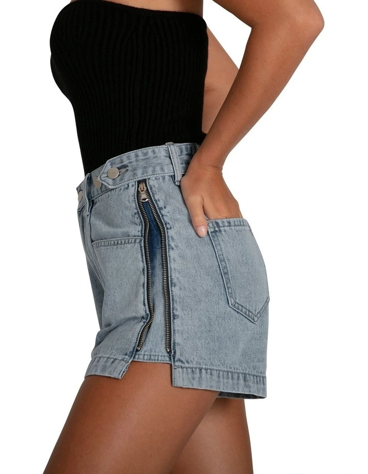 Bring The Heat Denim Shorts in Stonewash image 3