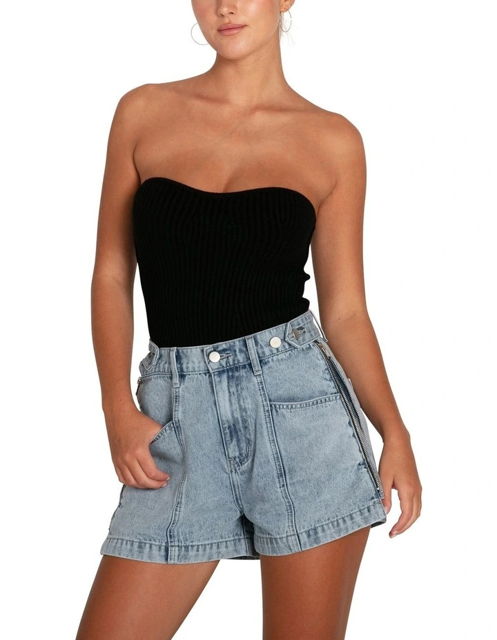 Bring The Heat Denim Shorts in Stonewash image 4