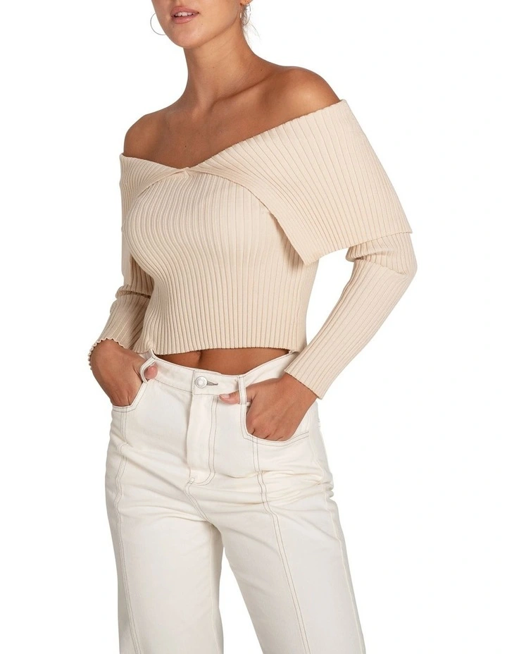 More Than Words Collared Knit Top in Cream image 2