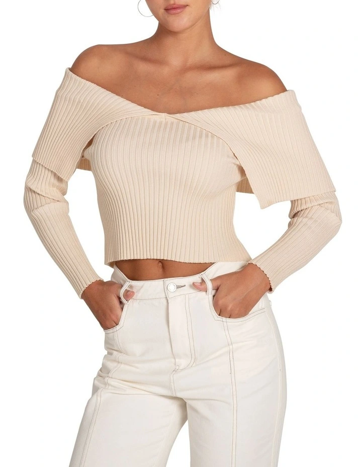 More Than Words Collared Knit Top in Cream image 3