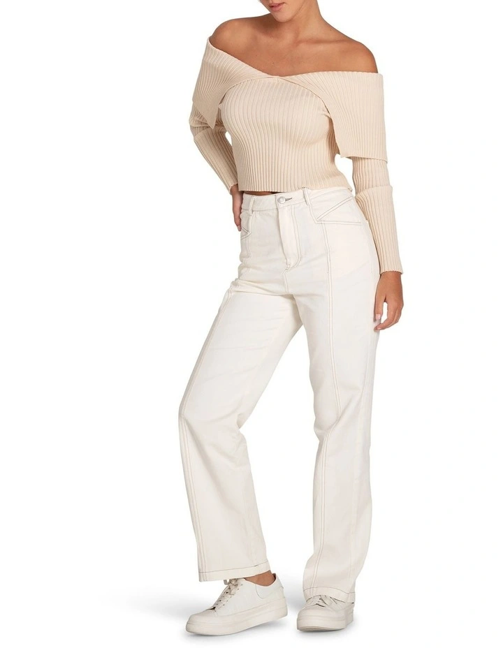 More Than Words Collared Knit Top in Cream image 4