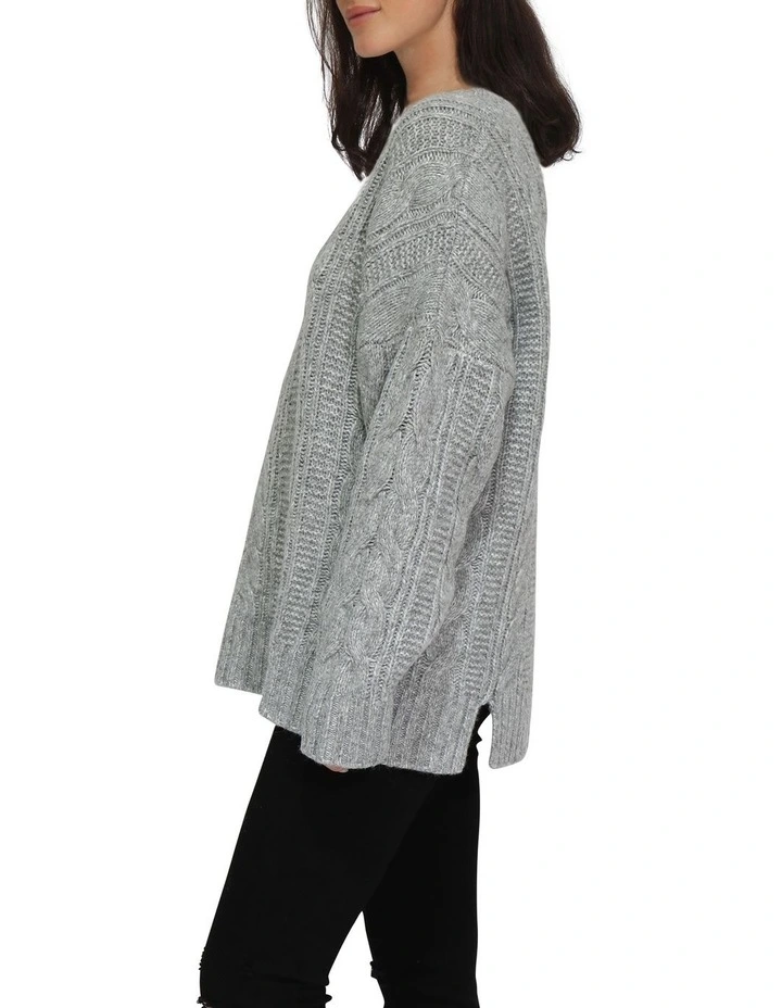 Perfect Me Oversized Crew Sweater in Grey image 3