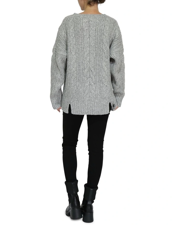 Perfect Me Oversized Crew Sweater in Grey image 4