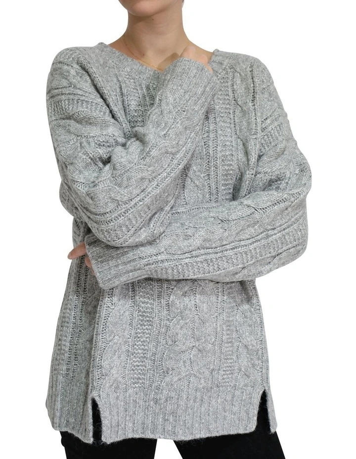 Perfect Me Oversized Crew Sweater in Grey image 5