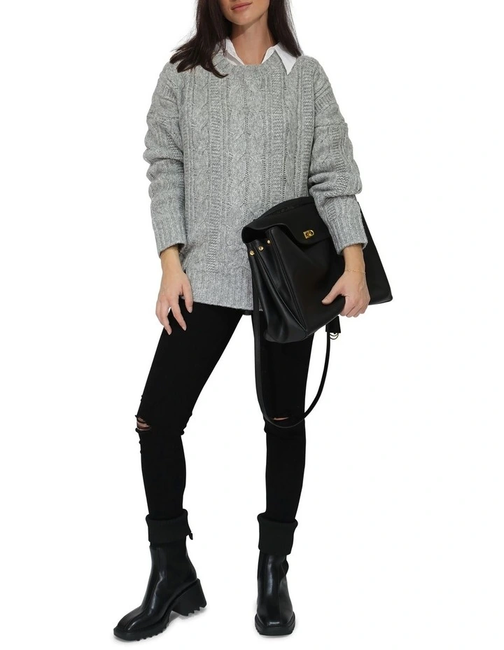 Perfect Me Oversized Crew Sweater in Grey image 6