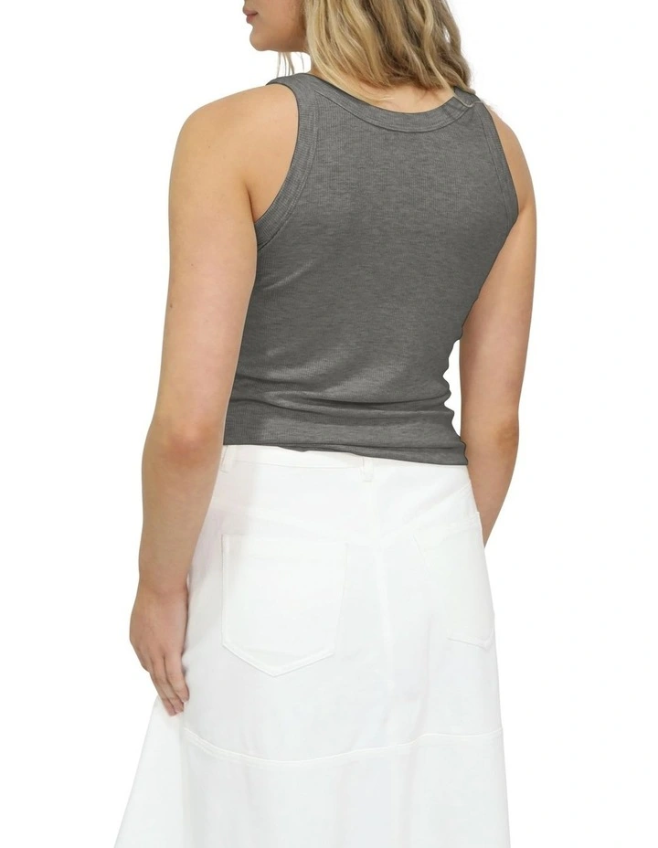 Last Time Ribbed Tank Top in Grey image 4
