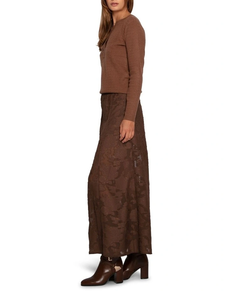 Frankie Textured Knitted Long Sleeve Top in Chocolate image 2