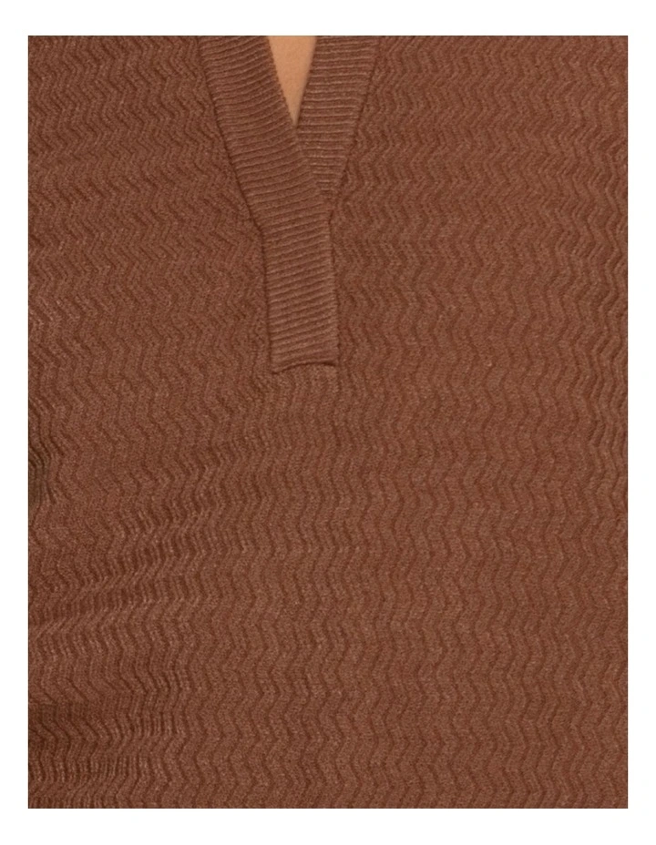 Frankie Textured Knitted Long Sleeve Top in Chocolate image 4