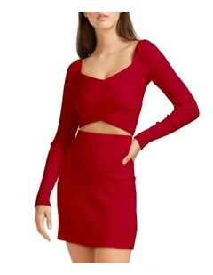 C'est Belle Knit Mini Skirt in Red