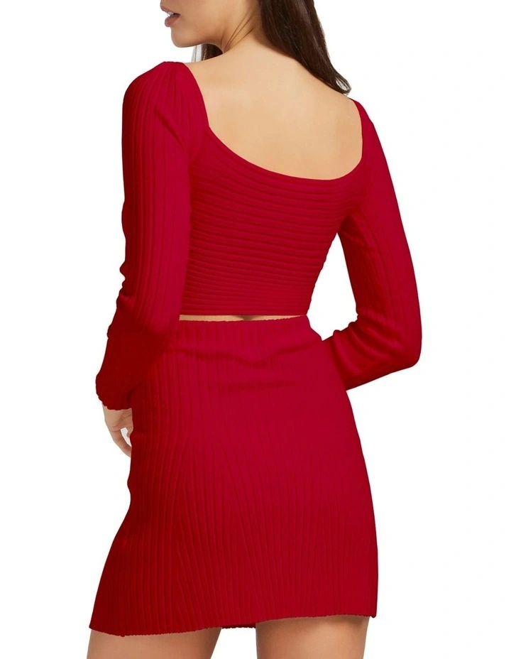 C'est Belle Knit Mini Skirt in Red image 3