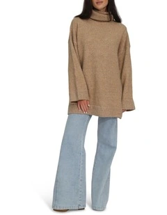 Cuddle Me Oversized Tunic Sweater in Beige