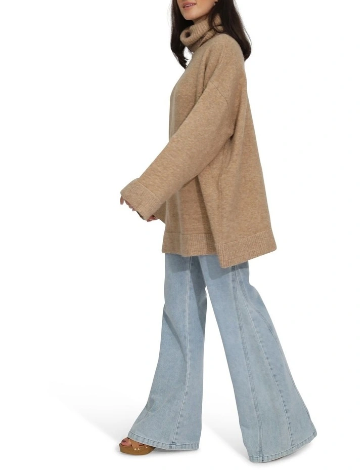 Cuddle Me Oversized Tunic Sweater in Beige image 2
