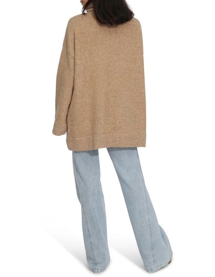 Cuddle Me Oversized Tunic Sweater in Beige image 3