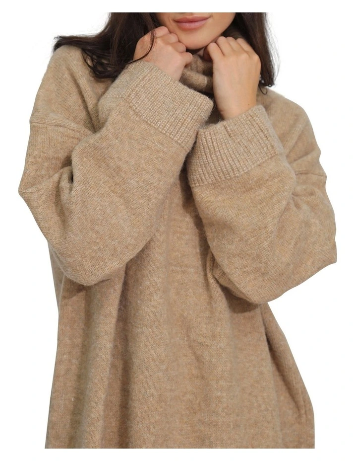 Cuddle Me Oversized Tunic Sweater in Beige image 6