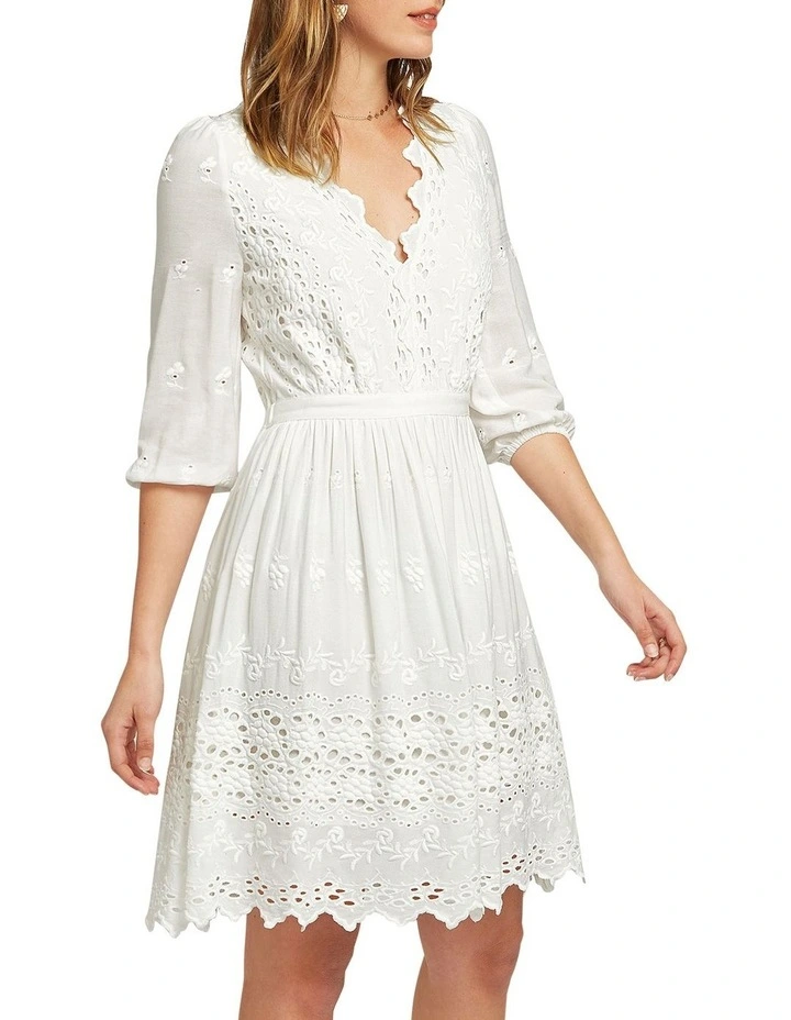 Sweet Talk Eyelet Mini Dress in White image 2
