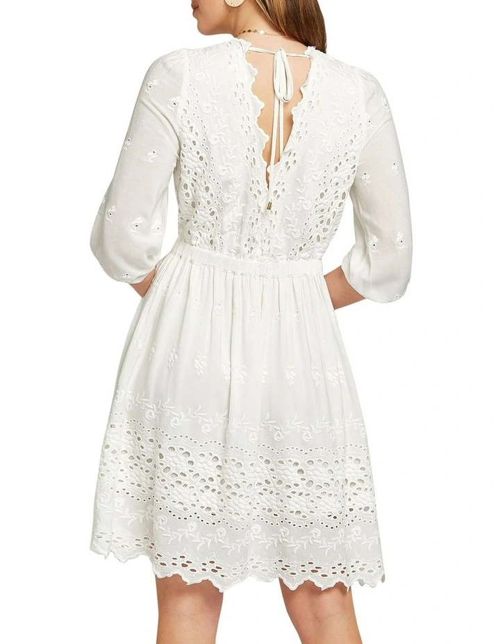 Sweet Talk Eyelet Mini Dress in White image 3