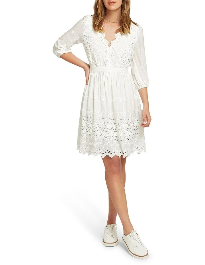Sweet Talk Eyelet Mini Dress in White image 4
