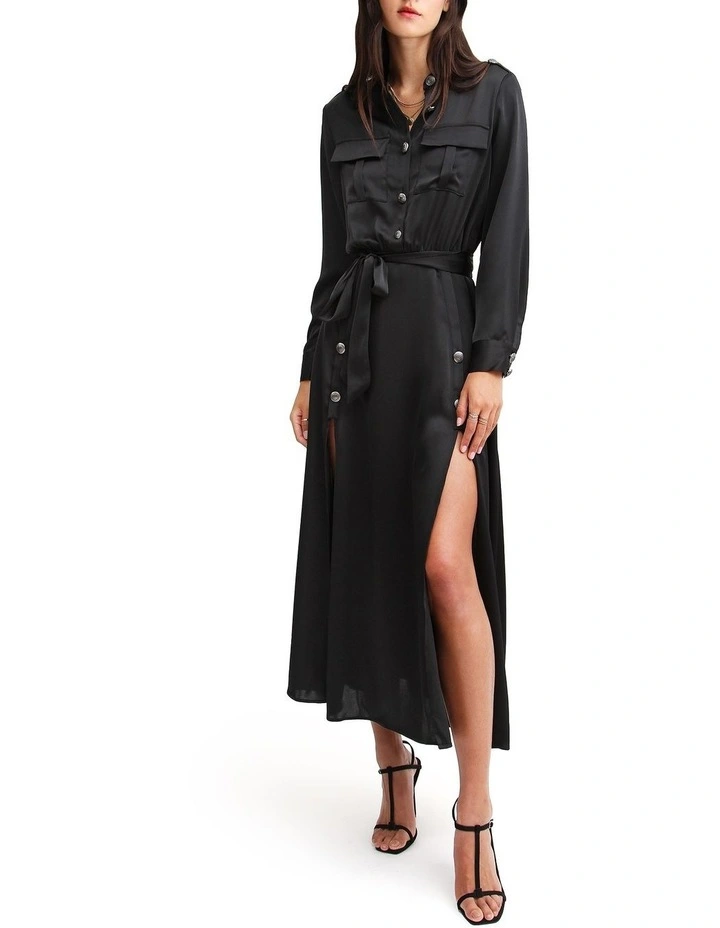 Lover To Lover Maxi Shirt Dress in Black image 1