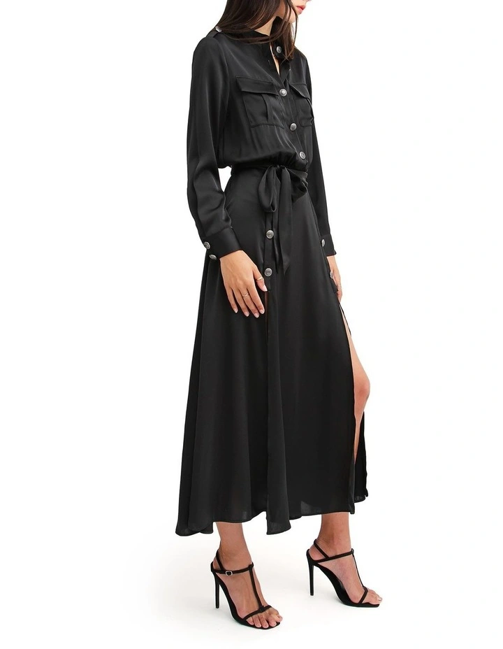 Lover To Lover Maxi Shirt Dress in Black image 2