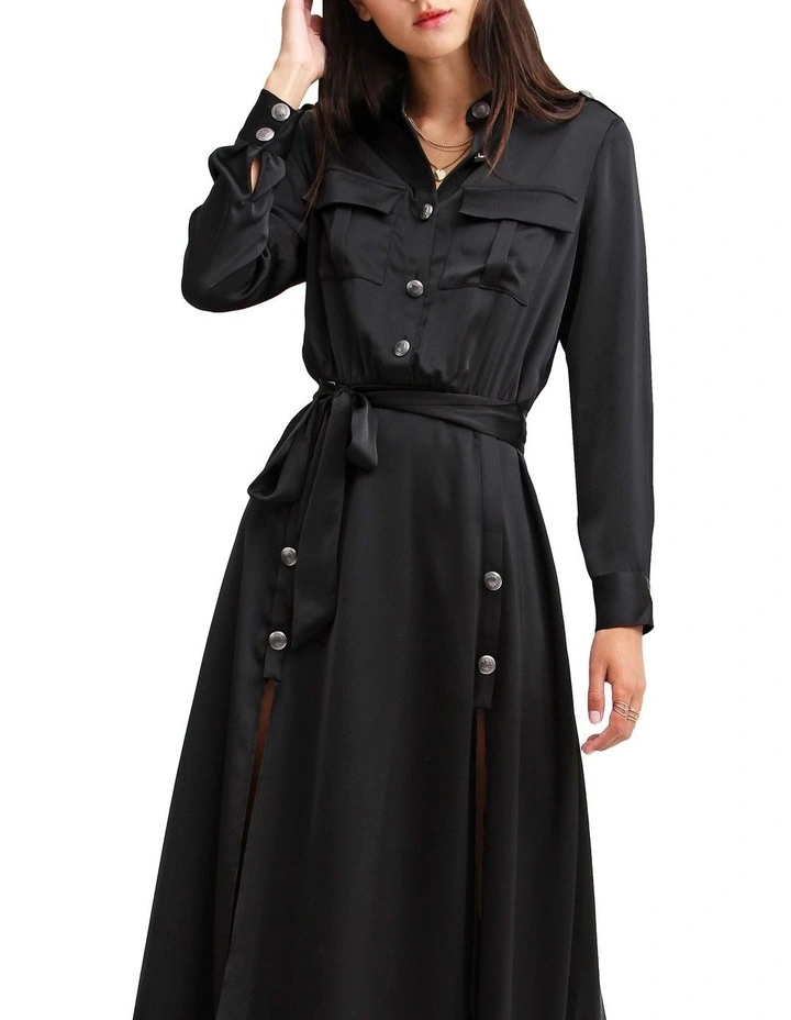 Lover To Lover Maxi Shirt Dress in Black image 4
