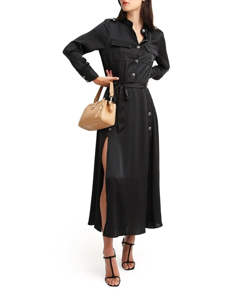 Lover To Lover Maxi Shirt Dress in Black image 5
