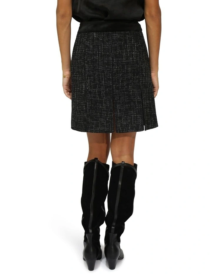 Set Me Free Tweed Mini Skirt in Black image 3