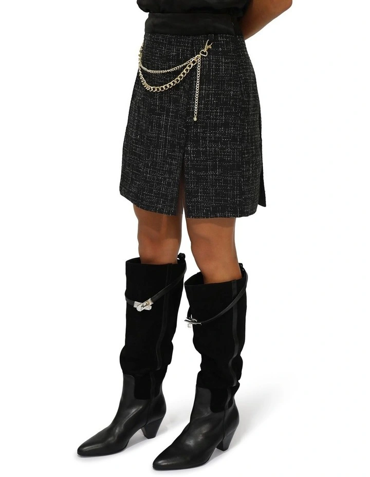 Set Me Free Tweed Mini Skirt in Black image 5