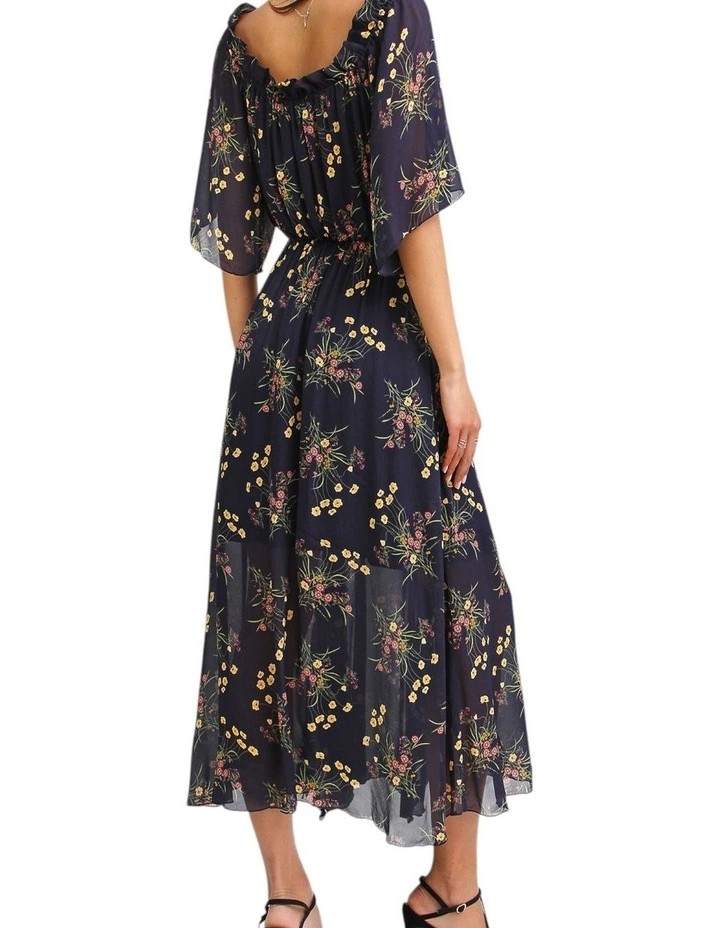 Amour Amour Ruffled Midi Dress in Navy image 3