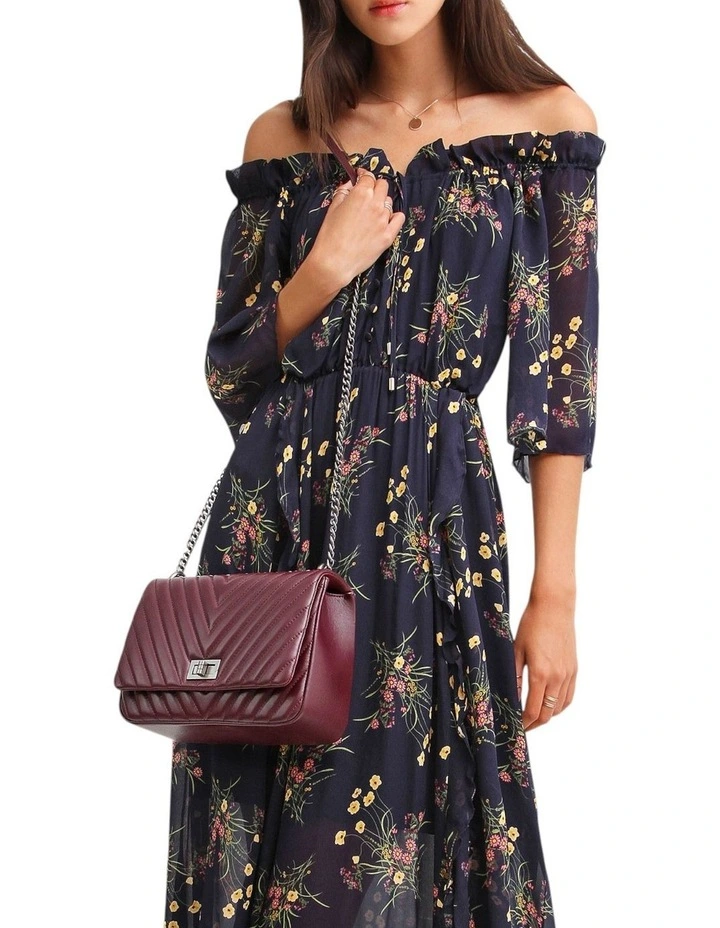 Amour Amour Ruffled Midi Dress in Navy image 4