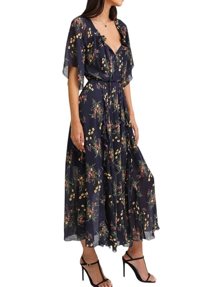 Amour Amour Ruffled Midi Dress in Navy image 6