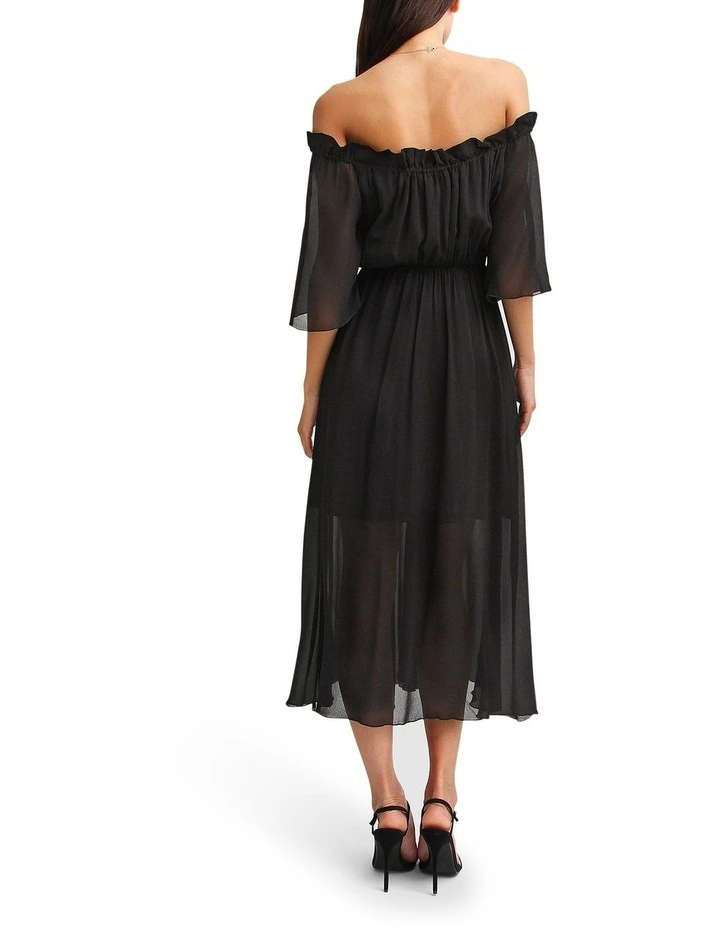 Amour Amour Ruffled Midi Dress in Black image 2